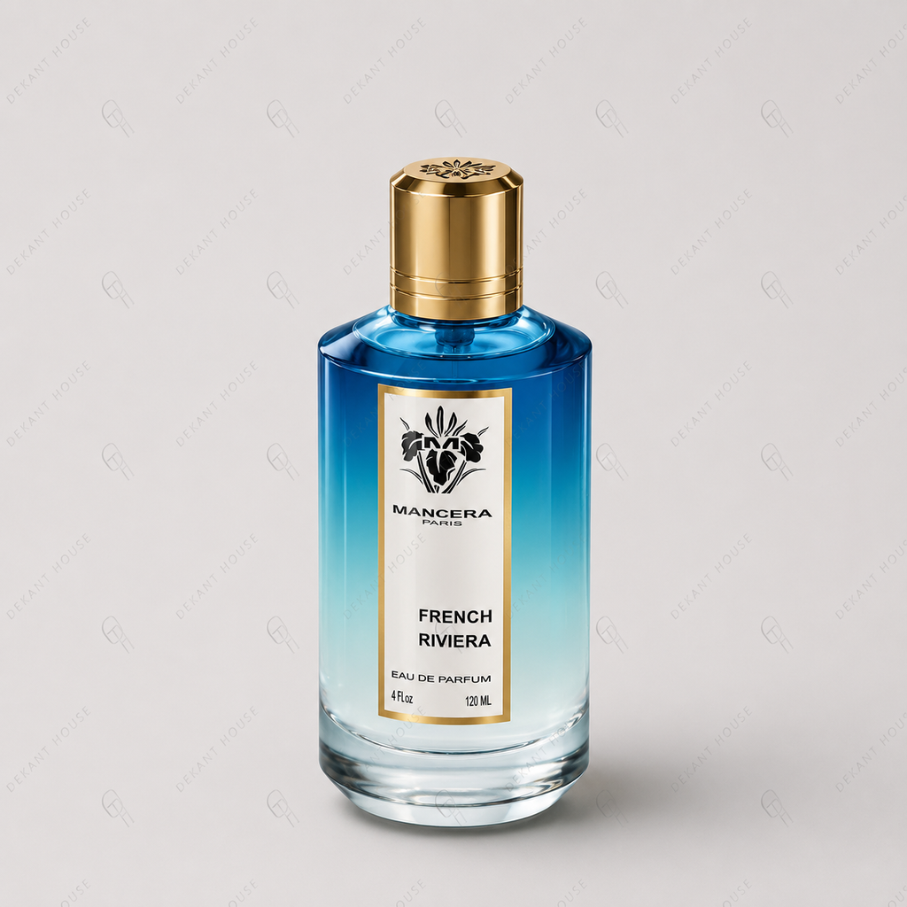 Mancera French Riviera EDP parfüm şişesi 45 derece açılı görünüm